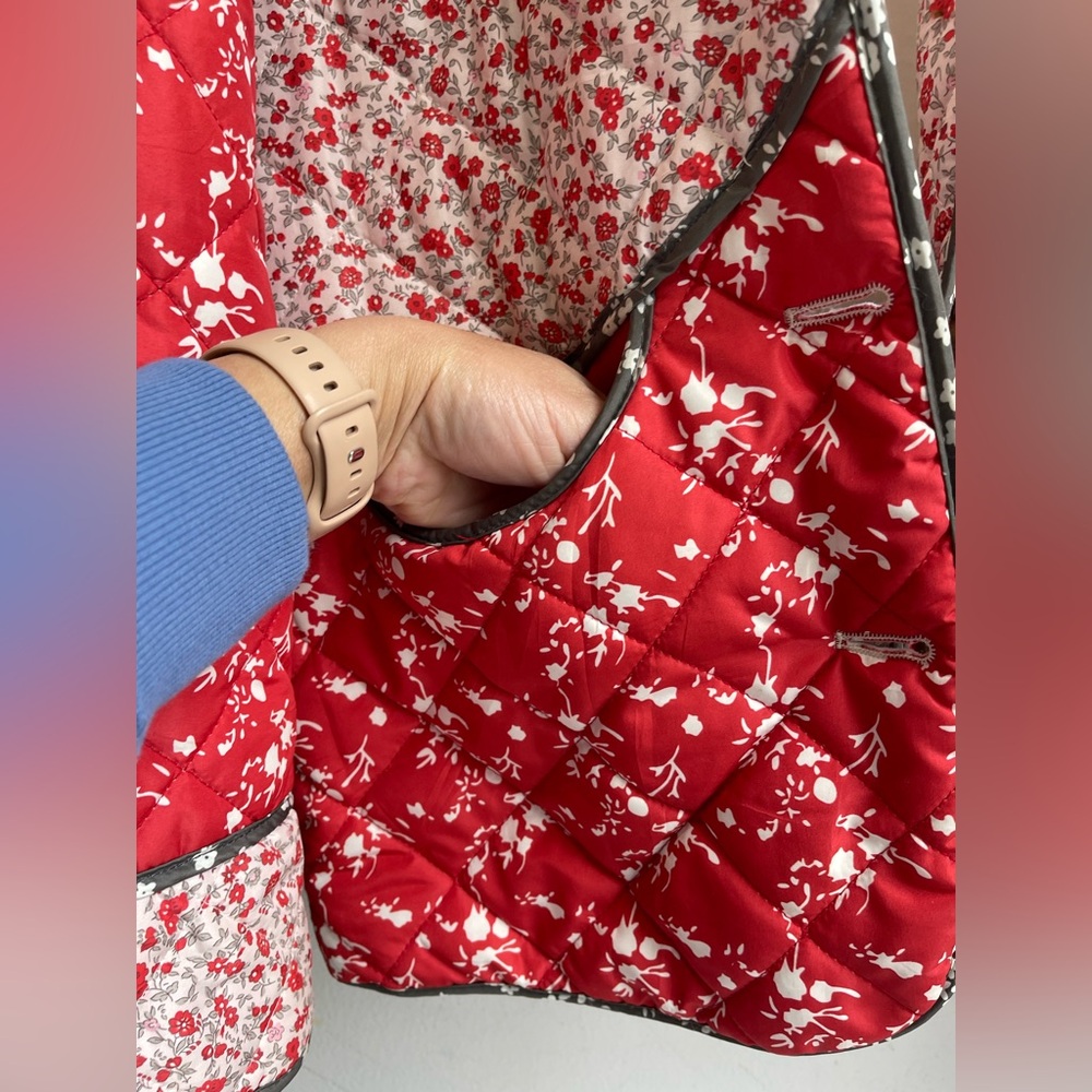 Floral Print Patchwork Long Sleeve Jacket – 100% … - image 4